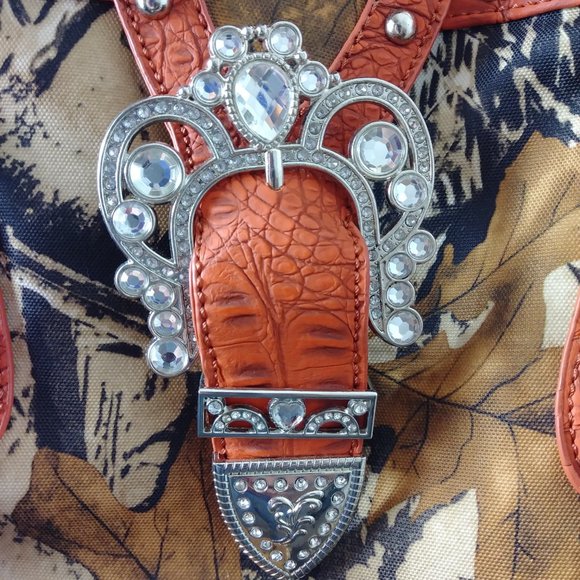 Yesir orange-brown-tan camouflage purse - Picture 2 of 14